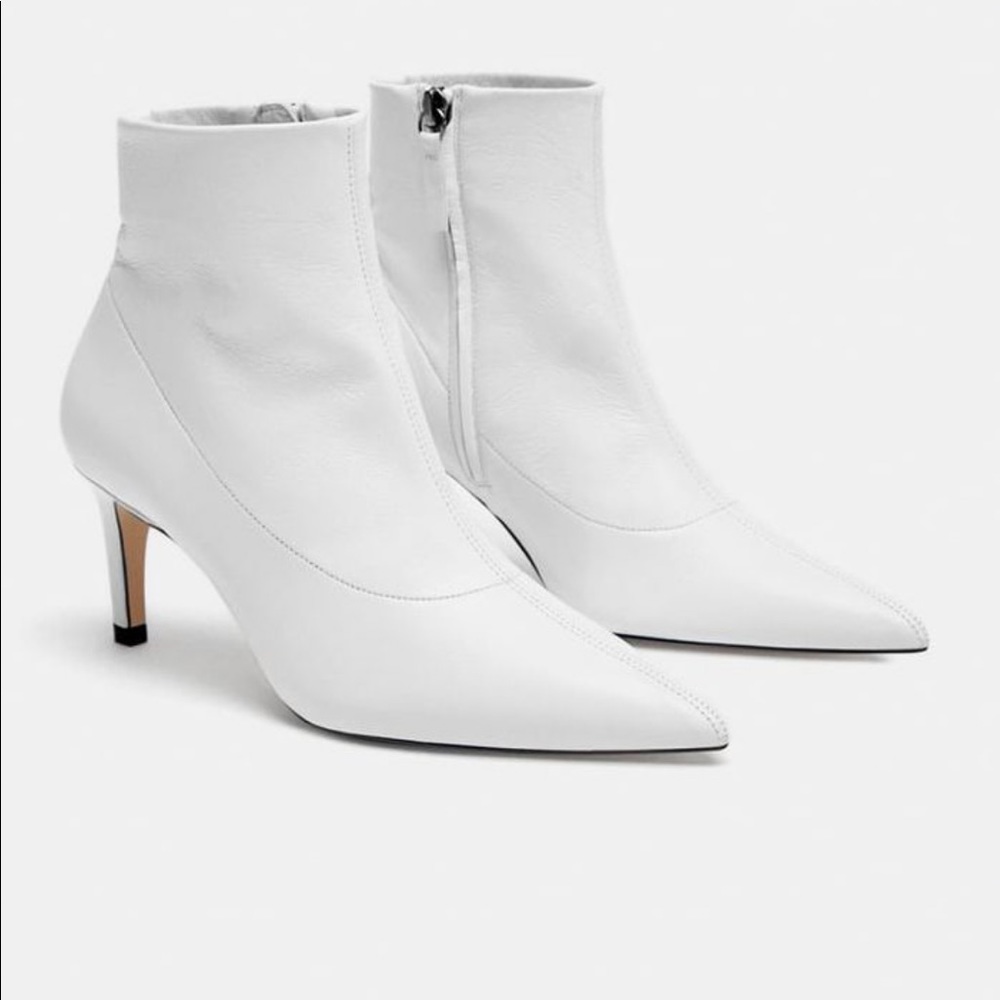 Zara White Ankle Boots